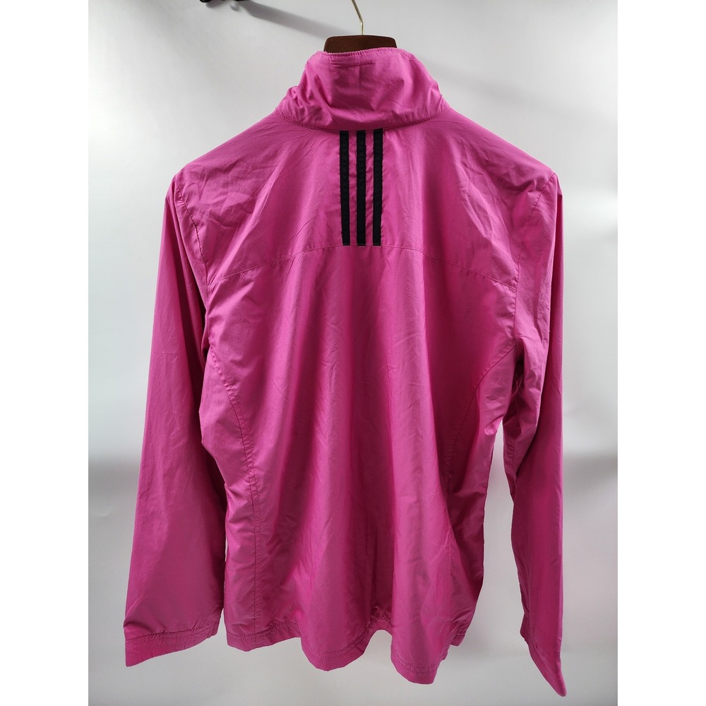 Adidas Womens Pink Full Zip Windbreaker Jacket Mesh Lined Lightweight Large - Picture 2 of 13